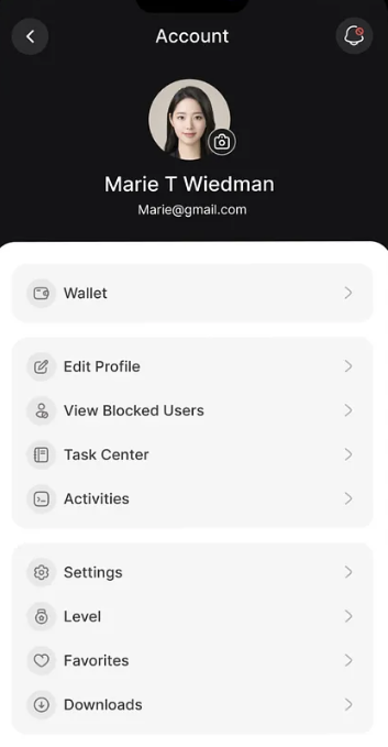 Mobiele instellingen voorbeeld 1